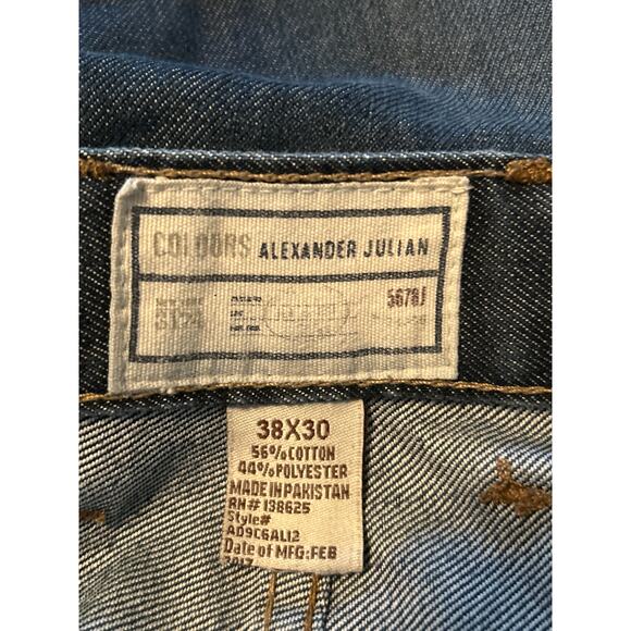 VGUC Colours Alexander Julian Men's Blue Jeans Poly/Cotton Blend Size 38x30 - Picture 3 of 5